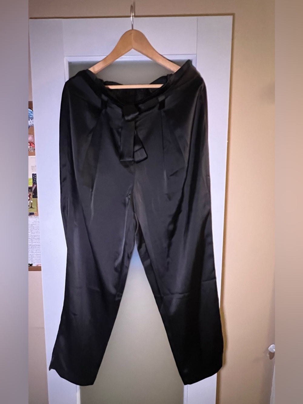 Rachel Zoe Black Satin Women’s Pants with Tie Front